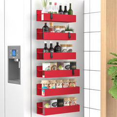 HuggieGems 6 Pack Magnetic Spice Storage Rack Organizer for Refrigerator and Oven Red Fridge Organizers and Storage